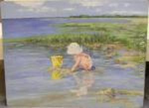 Child Playing In Shallow Water Byshoreline