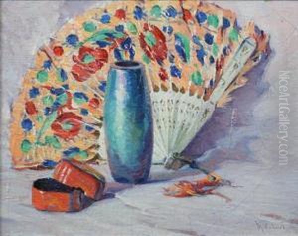 Still Life With Vase, Fan And Box - view 1