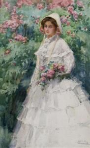 Girl In The Garden by Mabel May Woodward
