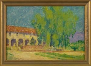 Sunlit View Of The Mission Santa Barbara, California by William Woodward