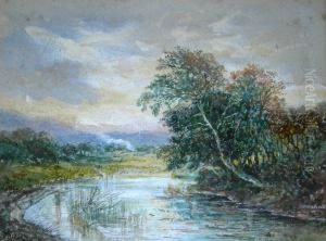 Riverside Landscape by Charles Nicholls Woolnoth