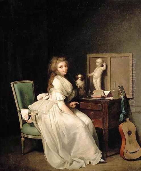 A Lady Seated at Her Desk - view 1