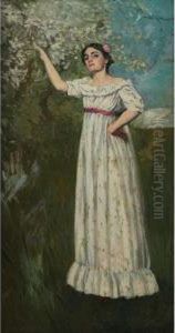 Woman In A Spring Landscape by Francis Humphry Woolrych