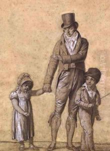 Father with his daughter, study for 'The Shower'