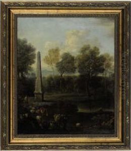 A Pastoral Landscape With An Obelisk
