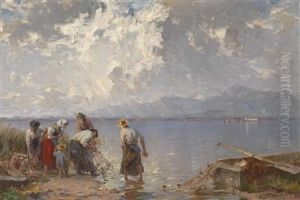 Fishing Family On Lake Chiemsee