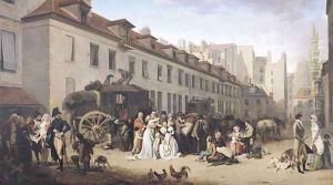 The Arrival of a Stagecoach at the Terminus, rue Notre-Dame-des-Victoires, Paris, 1803 by Louis Leopold Boilly