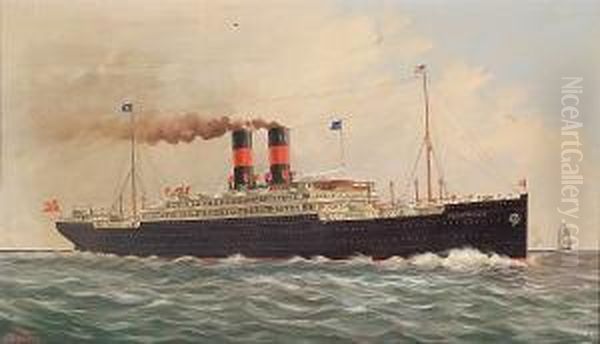 The S.s. "frederick Viii" Of The Scandinavianamerican Line In Calm Seas - view 1