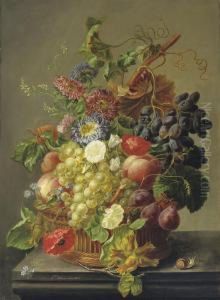 Summer Fruit And Flowers In A Basket Summer Fruit And Flowers In A Basket