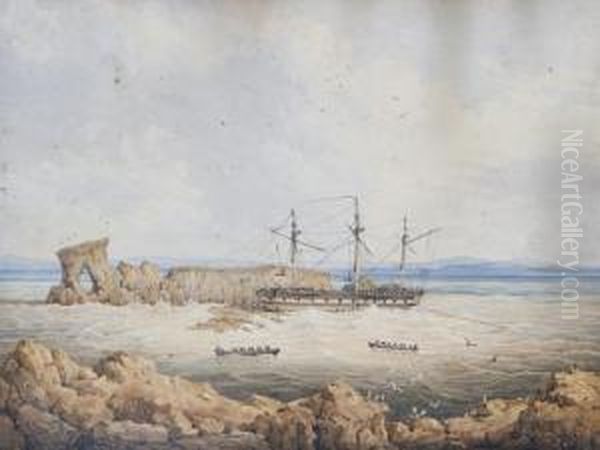 Hms Success On The Rocks Off Pulo Carnac, Swan River, Fremantle - view 1