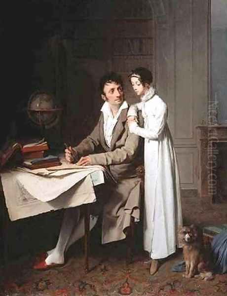The Geography Lesson Portrait of Monsieur Gaudry and His Daughter by Louis Leopold Boilly