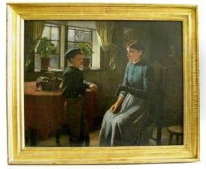 "the Displeased Mothher". Interieur Mit Mutter Und Kind. Unten Links Legiertes Monogramm by Archibald James Stuart Wortley
