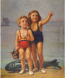 Ragazzini Sulla Spiaggia by Carlo Wostry