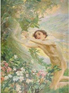Adamo Ed Eva Tra I Fiori by Carlo Wostry