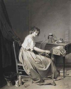 A young woman grinding coffee