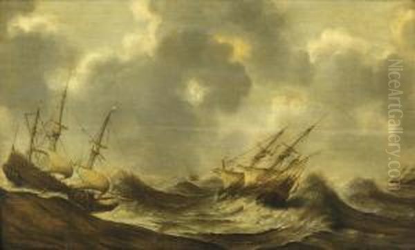 Three-masters In Rough Waters - view 1