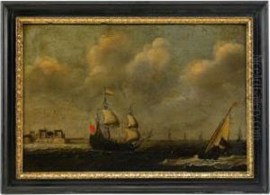 Hamnvy Med Segelbatar by Claes Claesz. Wou