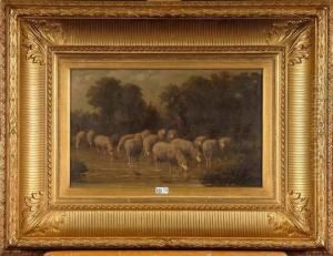 Berger Et Son Troupeau Au Bord De L"" Eau by Edouard Woutermaertens