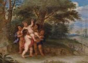 A Bacchanal Of Putti by Frans Wouters