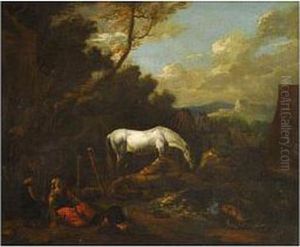 Paisaje Con Figuras Y Caballo Blanco Paisaje Con Figuras Y Caballo Blanco