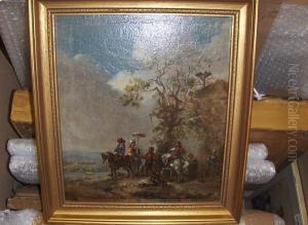 Figures On Horseback In A Landscape - view 1