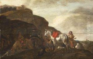 Resting The Horses by Pieter Wouwermans or Wouwerman