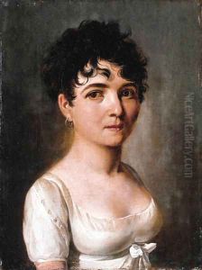 Portrait of a lady, small bust-length, in a white dress