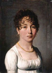 Portrait of a lady, small bust-length, in a white dress and with a gold necklace