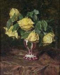 Floral Still Life With Roses by Anton Wrabetz