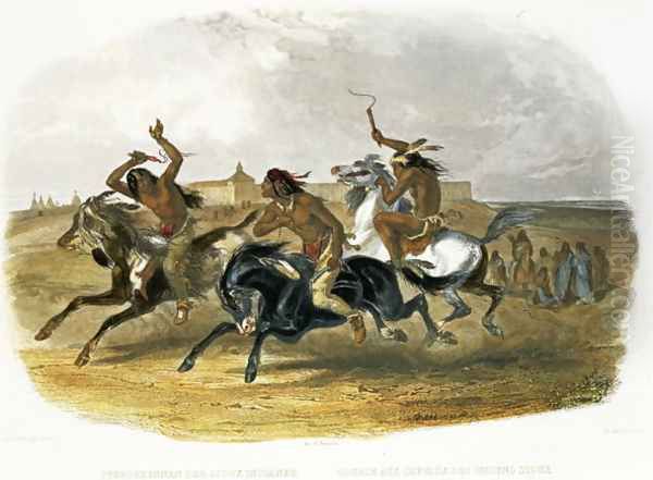 Horse Racing of Sioux Indians near Fort Pierre, plate 30 from Volume 1 of 'Travels in the Interior of North America' 1843 - view 1