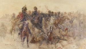 Russian Cavalry Attacking Turkish Artillery by Henry Charles Seppings Wright