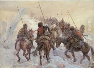 The Russian Front, A Cossack Convoy Under Fire