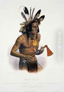 Mato-Tope, Adorned with the Insignia of his Warlike Deeds, plate 14 from Volume 2 of 'Travels in the Interior of North America' by Karl Bodmer