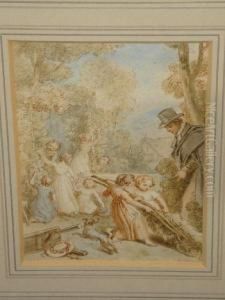 Children Making A Foliate Bower by John Massey Wright