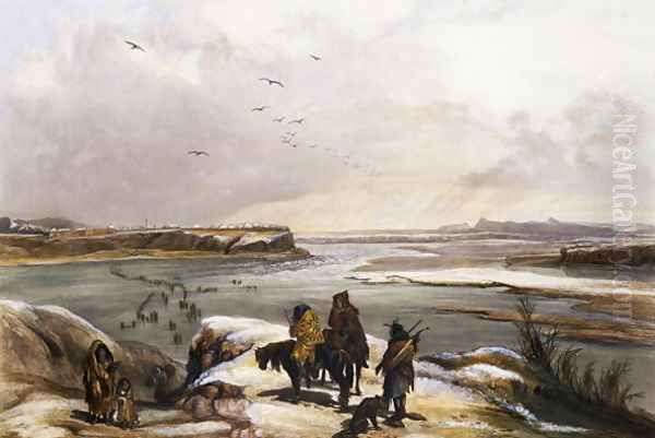 Fort Clark on the Missouri, February 1834, plate 15 from Volume 2 of 'Travels in the Interior of North America' - view 1