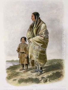 Dacota Woman and Assiniboin Girl, plate 9 from volume 2 of `Travels in the Interior of North America' by Karl Bodmer