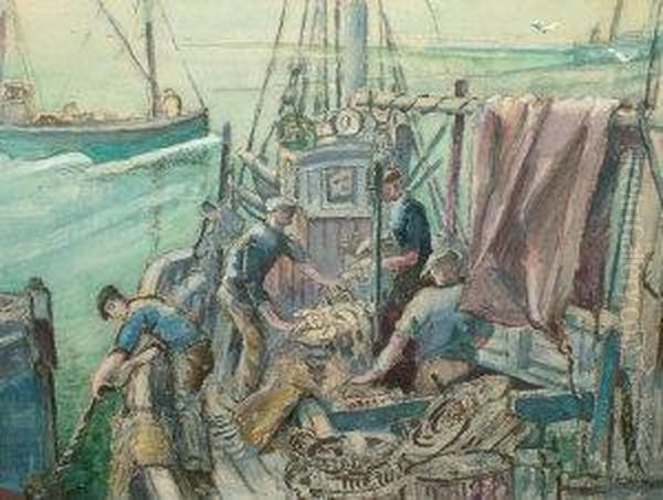 1938- Fishermen Along The Quayside Circa 195 - view 1