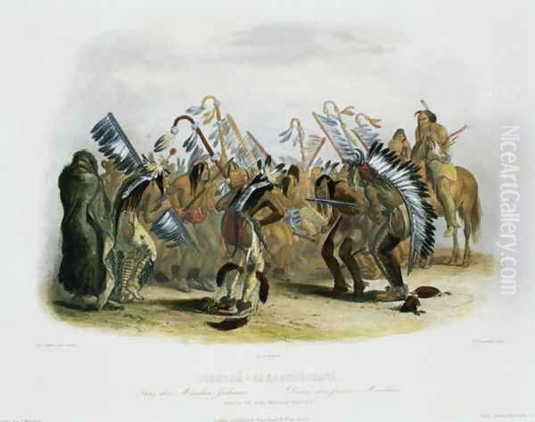Ischoha-Kakoschochata, Dance of the Mandan Indians, plate 25 from volume 1 of `Travels in the Interior of North America' - view 1