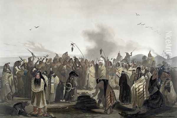 Scalp Dance of the Minatarres, plate 27 from volume 2 of `Travels in the Interior of North America' - view 1