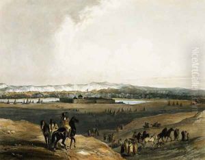 Fort Union on the Missouri, plate 28 from Volume 2 of 'Travels in the Interior of North America' by Karl Bodmer