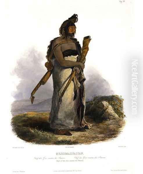 Mexkemahuastan, Chief of the Gros-Ventres of the Prairies, plate 20 from Volume 1 of 'Travels in the Interior of North America' 1843 - view 1