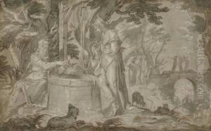 Le Christ Et La Samaritaine by Joachim Wtewael (Uytewael)
