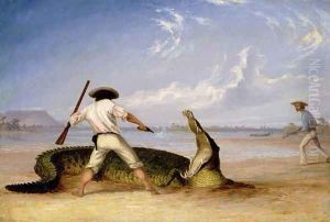 T.Baines and C.Humphrey killing an alligator on Horse Shoe flats