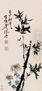 Wu Peifubamboo And Chrysa-nthemum by Wu Peifu