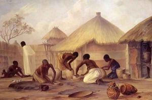 Manufacture of sugar at Katipo - making pots to contain it