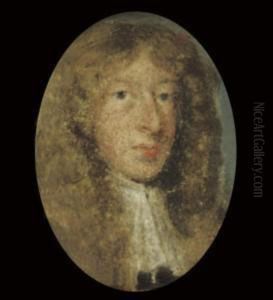 A Gentleman, In White Lace Cravat And Powdered Curling Wig by Abraham Wuchters