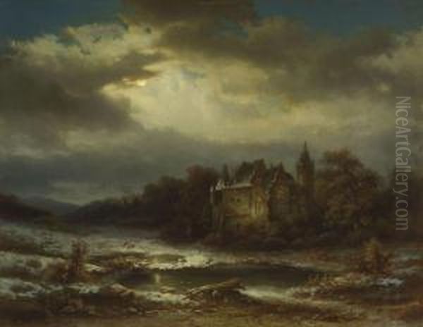 Schloss In Nachtlicher Winterlandschaft - view 1
