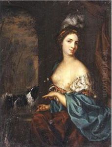 Portrait Of A Young Woman With A Dog