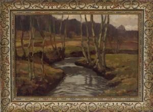 Bachlauf In Bewaldeter Herbstlandschaft by Albert Wunderlich