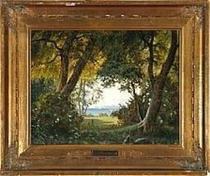 A Landscape With A View From Denmark To Kullen In Sweden by Carl Gotfred Wurtzen